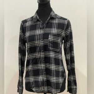 Hollister Black and White Plaid Women's Top XS